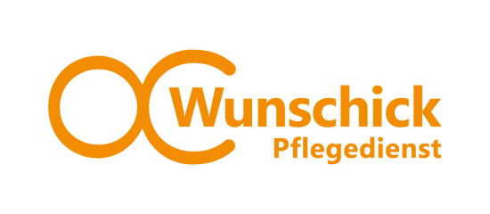 Logo des Wunschnick Pflegedienstes in orange mit stilisiertem Doppel-O und Schriftzug.